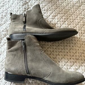 Marc Fisher Men's Suede Zipper Boots - Gray